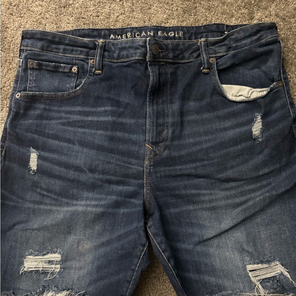 American Eagle Distressed Blue Jean Shorts